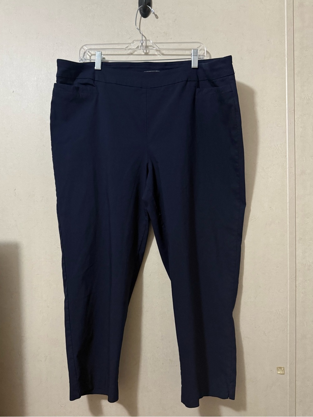 Valerie Stevens Navy Pull-On Dress Pants Plus Size 24W Career Office Ankle Pants